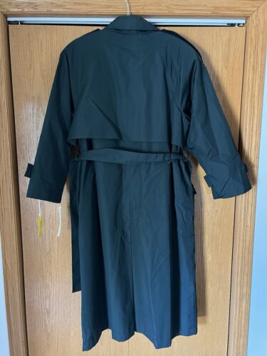 NWT London Fog Vintage Green Button Up Tie Waist Trench Coat Womens Size 12P - Picture 6 of 7