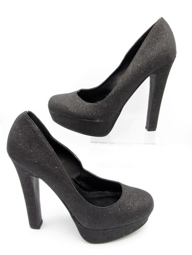 Call it Spring Platform Heels 5-Inch Black/Gray Glittery Size 10 - Picture 2 of 10