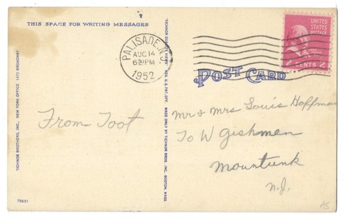 PALISADES AMUSEMENT PARK NJ Swimming Pool & Amusements ca1950 LINEN Postcard - Picture 2 of 2