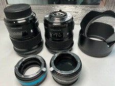 Sigma 24mm + 50mm F/1.4 Nikon Art Lens and 2 adapters for sony e mount 