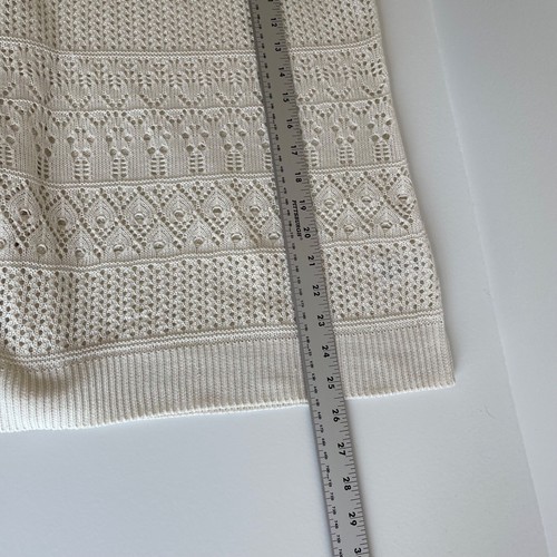 Suéter de punto suelto delicado para mujer talla M marfil de ganchillo ligero - Imagen 7 de 7