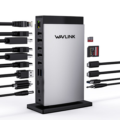 15-in-1 Triple 4K Monitor DisplayLink Dockingstation 130W Netzteil 3x HDMI 2x DP