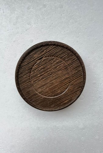 Jarrón base Ji-Chi con soporte de madera marrón tallado rectangular circular Curio cisplay - Imagen 5 de 7