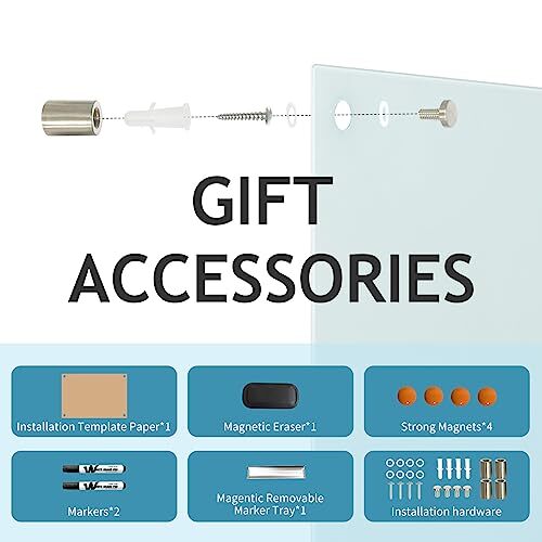 Magnetic Glass Dry Erase Board - Board 48 x 36 Inches Wall Mounted 48*36 White - Picture 6 of 7