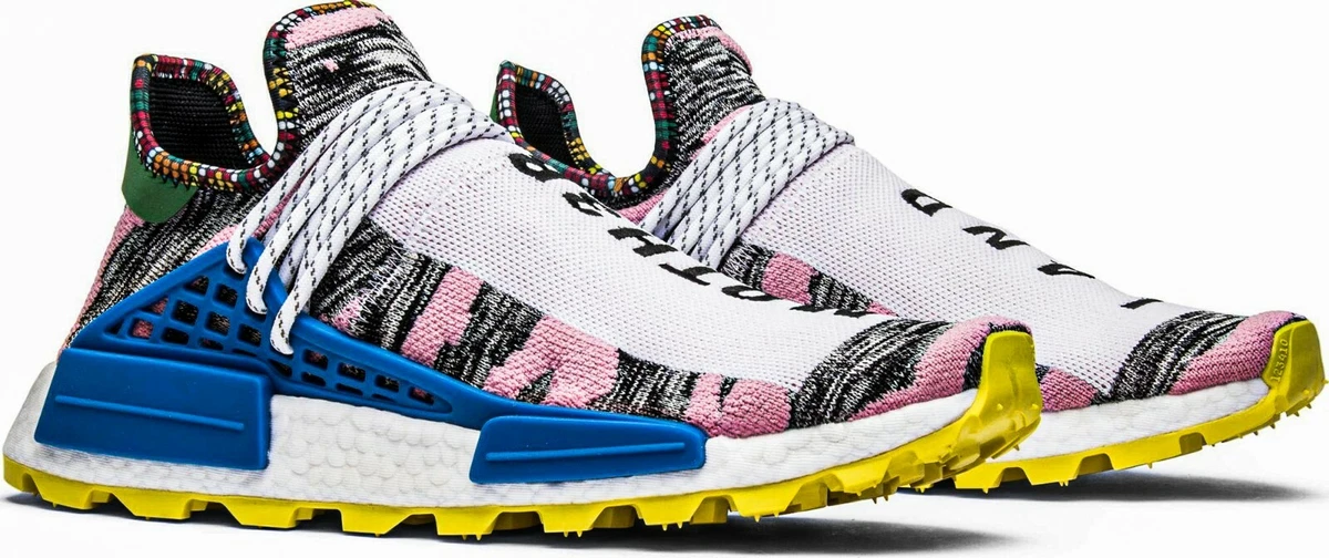  adidas Originals Men's Pharrell Williams SOLARHU NMD Sneaker,  Light Pink/Black/Bright Blue, 5