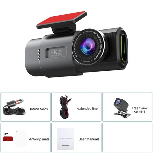 4K Dual Dash Cam Built-in WiFi Night Vision Front Rear and Inside Car Camera - Picture 12 of 12