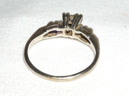 Vintage 14k White Gold Engagement Ring Sz.5.25 w. 1x Diamond Accent (BrM)L3 - Picture 4 of 9