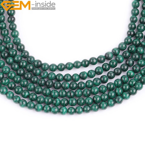 Round Green Malachite Natural Gemstone Loose Beads For Jewellery Making 15" - Picture 57 of 59