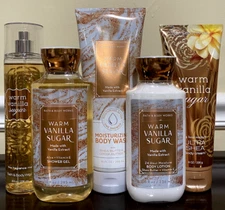 Bath & Body Works LOT OF 5 WARM VANILLA SUGAR Mist~Lotion~Shower Gel~Wash~Cream
