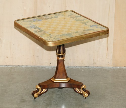 ANTIQUE REGENCY CIRCA 1810-1820 GILT BRASS & ROSEWOOD CHESSBOARD CHESS TABLE - Picture 2 of 19