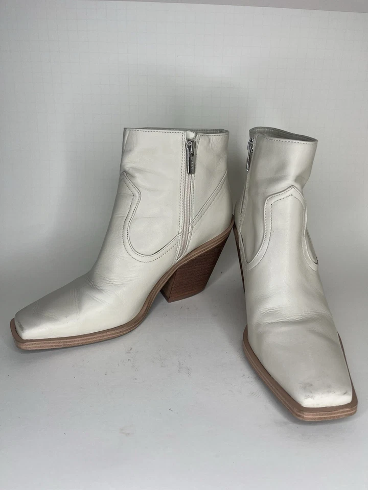 Botines Vince Camuto Amtinda Marfil Punta Cuadrada Tacón Apilado Para Mujer Talla 9.5M Foto 2 de 4