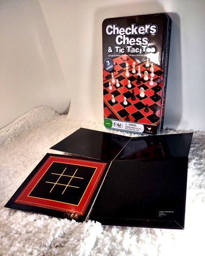 Scacchi Dama Tic Tac Toe Cardinal Games-GAMEBOARD & 10,5 X 6,5 SOLO LATTA DA VIAGGIO - Foto 2 di 6