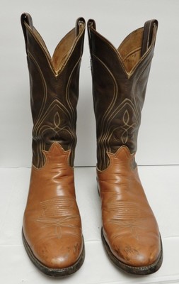 VTG Tony Lama (?) Western Cowboy Boots 2 Tone Leather 4105  display picture 3