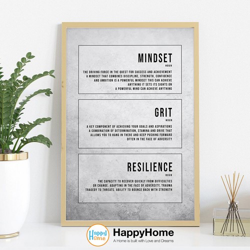 Mindset Grit Resilience Motivational Inspirational Wall Art Canvas Office Decor - Picture 7 of 16