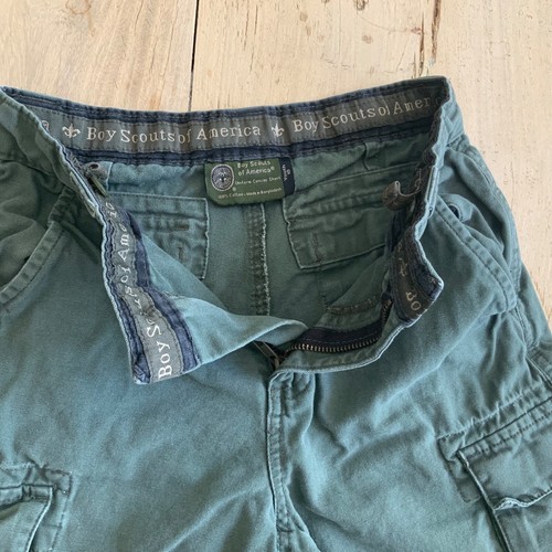 Boy Scouts Of America BSA Cargo Shorts Youth 10 Green Cotton Canvas Pockets - Picture 2 of 6