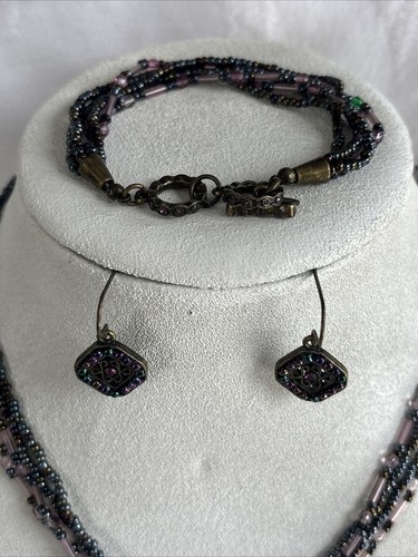Premier Designs Allegra Bracelet Necklace Earrings Antique GoldTone & Classic Bs - Picture 3 of 24