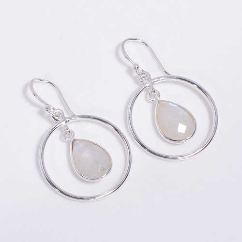 Round Silver Earrings Ruby Gemstone 925 Sterling Silver Earrings Handmade CE67 - Picture 3 of 6