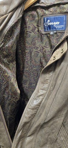 Cougar International Jacket Leather Brown Size 2XT Men's Vintage - Picture 10 of 16