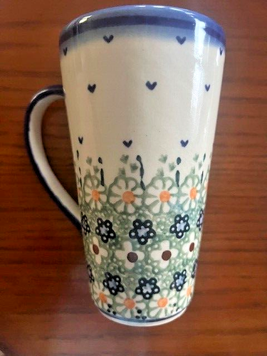 Set 2 tazzine da caffè grandi Boleslawiec Polonia fatte a mano in ceramica di G Pankowski - Foto 2 di 5