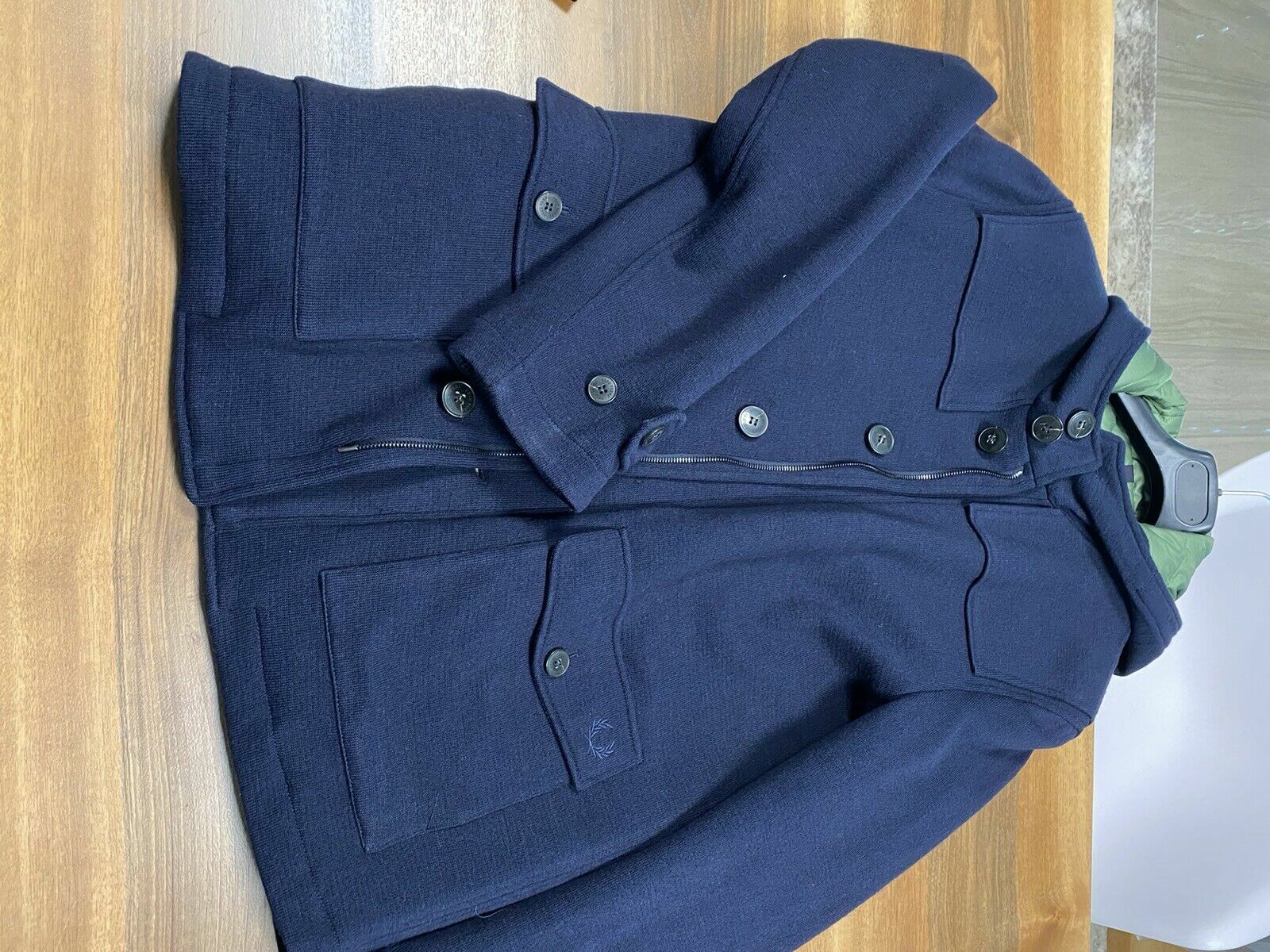 Fred Perry Iconic Montgomery Duffle Coat Caban Jacket Parka Coat Navy XL