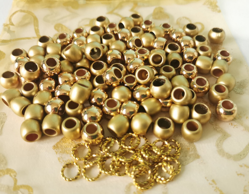 200 Gold Metallic 9/10 beads large 5mm hole (140) & alloy ring*To clear *FreeP&P - Picture 2 of 2