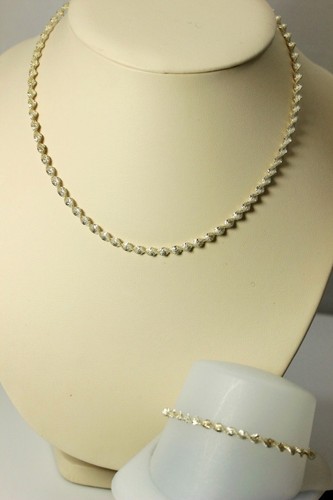 Sterlingsilber Italienisch Gedreht Fischgrät Halskette & Armband Set 16" -3414 - Bild 1 von 8