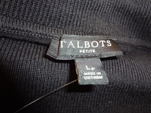 NWT Talbots Black Cotton Blend Button Cuff Sleeve Turtleneck Sweater in size PL - Picture 6 of 7