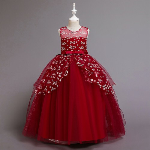 Kids Girls Christmas Party Long Dress Evening Prom Girls Formal Princess Gown - 第 1/39 張圖片