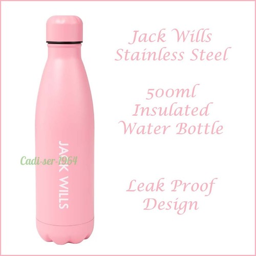 Jack Wills Pink Water Bottle 500ml Stainless Steel Reusable Water Bottle NEW - Picture 3 of 24
