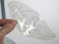 vtg 1960s 1970s Tattoo acetate stencil Sword Through Skull SK4