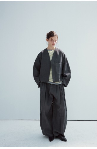 Womens Pants High-waisted Pleated Linen Herringbone Pattern Wide-leg Trousers - Picture 19 of 22