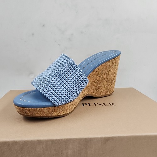 Donald Pliner Fortune Wedge Sandal Women's 6.5 Light Blue Open Toe Slip On - Picture 10 of 18