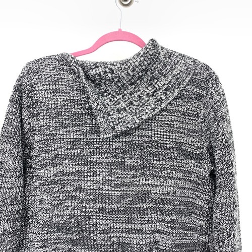 Style Co Women 1X Sweater Spilt Cowl Neck Gray Black Marbled Knit Pullover - Picture 6 of 12