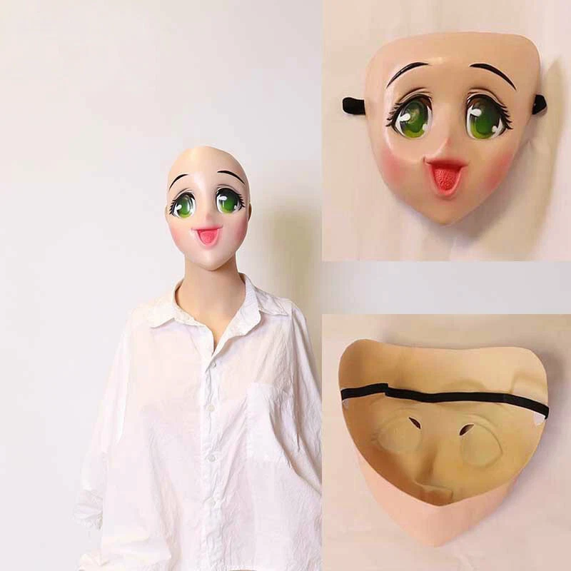 Cute Big eye beautiful girl headgear Latex Mask COS cartoon party game mask - Image 3 of 4