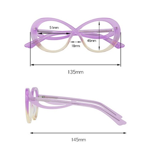 Bow Tie Eyeglasses Frames Mixed-color Elliptical Cat Eye Glasses Fashion Women - Picture 2 of 37