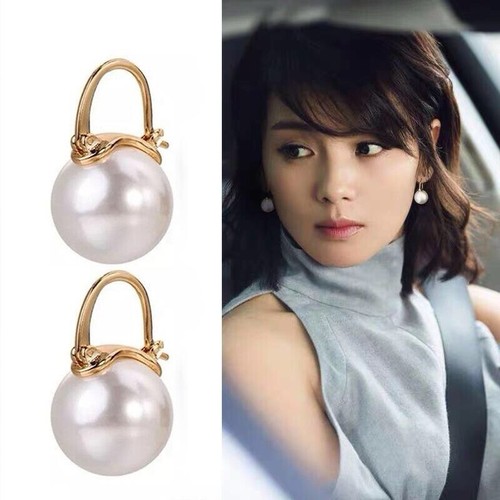 Gold Plated Pearl Drop Hoops - Picture 2 of 6