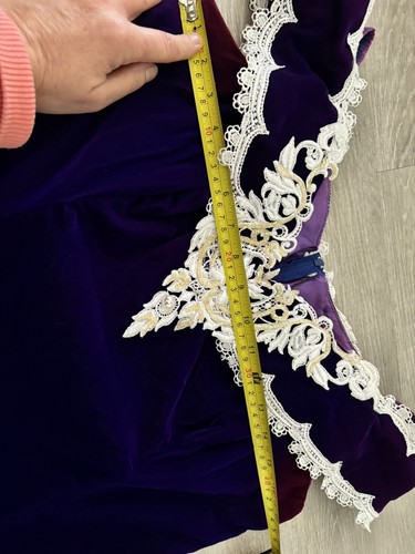 Vtg 80s Purple Velvet Lace Whimsigoth Off Shoulder Midi Formal Prom Dress - Picture 10 of 14