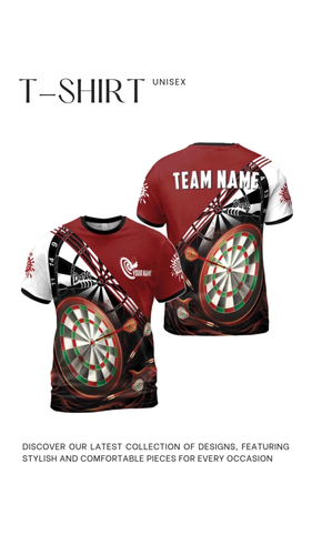 Custom Name Team Name Red Black Darts Arrows Darts Team Men's 3D T-Shirt S-5XL - Video 1 of 1