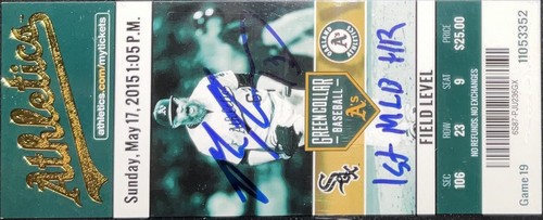 MAX MUNCY DODGERS SIGNED 1ST MLB HR 05/17/2015 A'S TICKET STUB PSA 85098556 - Picture 3 of 5