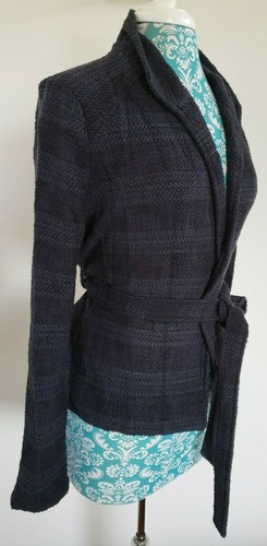 Lou & Grey Knit Jacket with Belt Blue Striped Women's Size M NEW - Picture 2 of 6