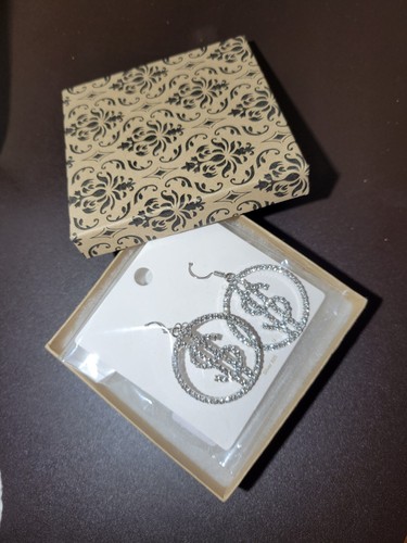 Trendy Rhinestone Circle Dollar Sign Drop Dangle Earrings With Gift Box ๐ - Picture 18 of 21
