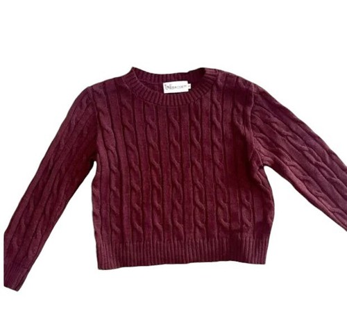 NWT Cotton Emporium Girls Burgundy Red Cable Knit Long Sleeve Sweater - Picture 2 of 5