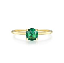 9 Carat Gold on Sterling 925 Silver Emerald Ladies Solitaire Ring Sizes K to U