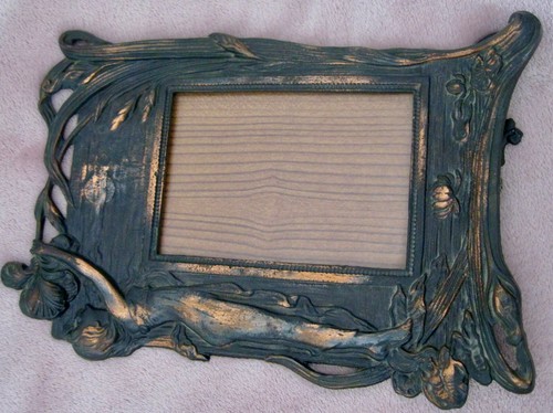 "VINTAGE VICTORIAN ART NOUVEAU NUDE W/FLORAL DECORATION PICTURE FRAME" EXQUISITE - Picture 4 of 9