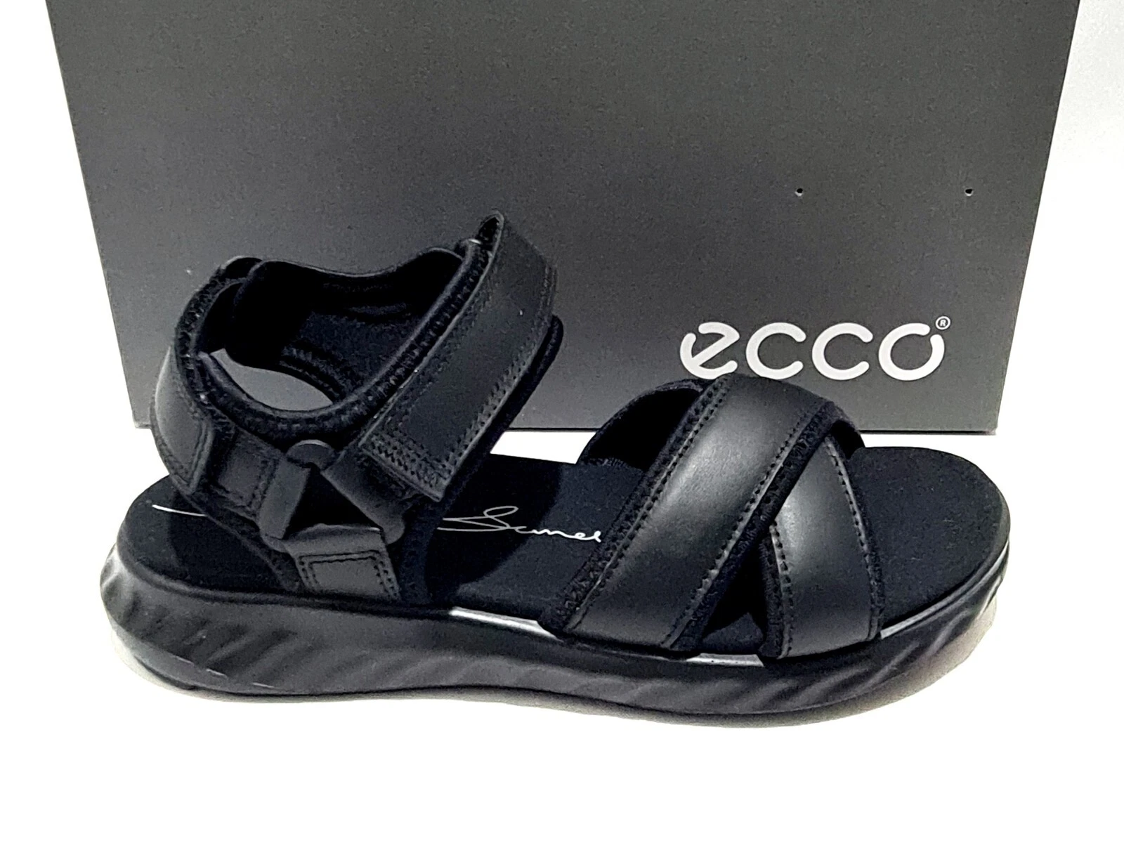 SANDALI ECCO SP1 PELLE NERA UK 4 EU37 NUOVI SHOCK POINT COMFORT ACTIVE WALKING