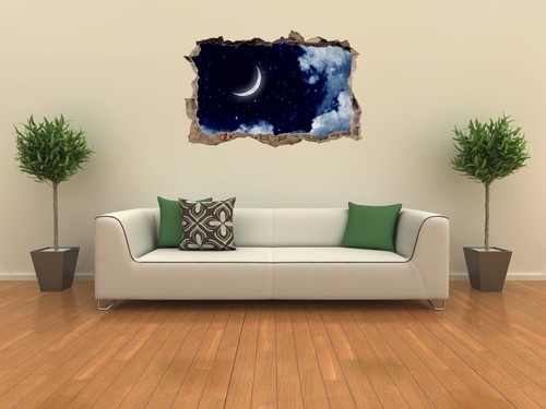 PEGATINA DE PARED agujero en pared noche luna pegatina tatuaje de pared 49 - Imagen 3 de 4