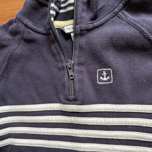 Boys Size 5 Anchor Pullover HARTSTRINGS 1/4 Zip Navy Blue White Nautical - Picture 2 of 8