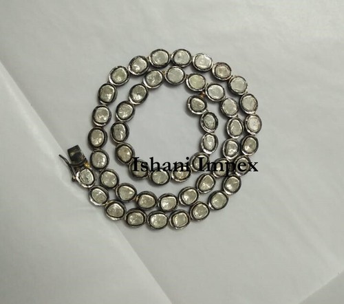 Polki diamante naturale non tagliato diamante polki argento sterling 925 collana gioielli - Foto 1 di 5