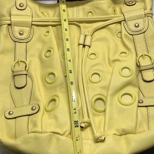 Hype Bright Yellow Leather Handbag Shoulder Strap Grommet Details Statement $300 - Picture 3 of 12