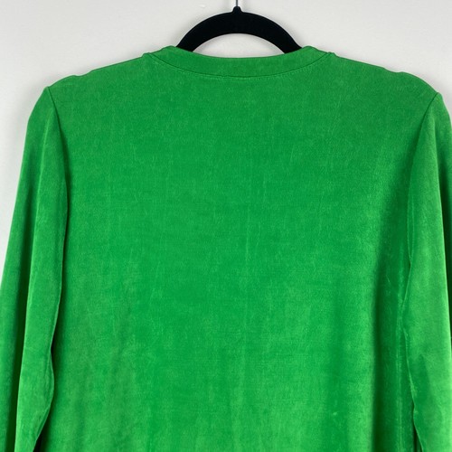 Chico Travelers Cardigan Jacket Size 1 US M Green Snap Front Slinky Knit - Picture 8 of 11